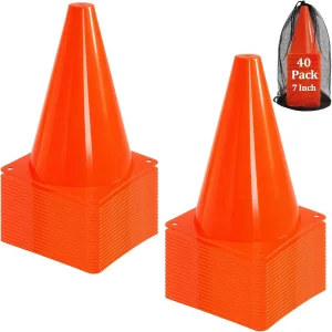 40 Pack 7-Inch Plastic Training Cones