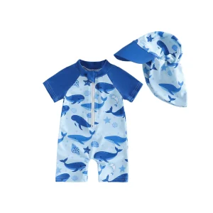 Infant Swimsuit,  Sun Hat 2 Piece Set